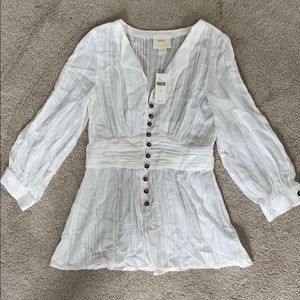 Anthropologie white button up  blouse